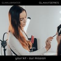 GlamSeries GlamLuminater Luce LED, lampada con 2 bracci flessibili, temperatura di colore regolabile in continuo, lampada con telecomando, illuminazione per make-up artist