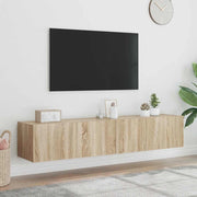 Mobili TV a Parete con Luci LED 2pz Rovere Sonoma 80x35x31 cmcod mxl 134185