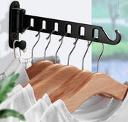 Raccogli-kleding, pieghevole, manico di vetrina girante 180°, corda per vestiti, chiodo per parete, attaccapanni, ventilatore per vestiti per balcone, bagno, cameretta (nero, 1 pezzo)