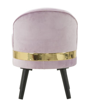 Sedia Mini Paris Rosa Ø45x62 cm Legno Spugna e Velluto Sintetico Rosa e Oro e Nero