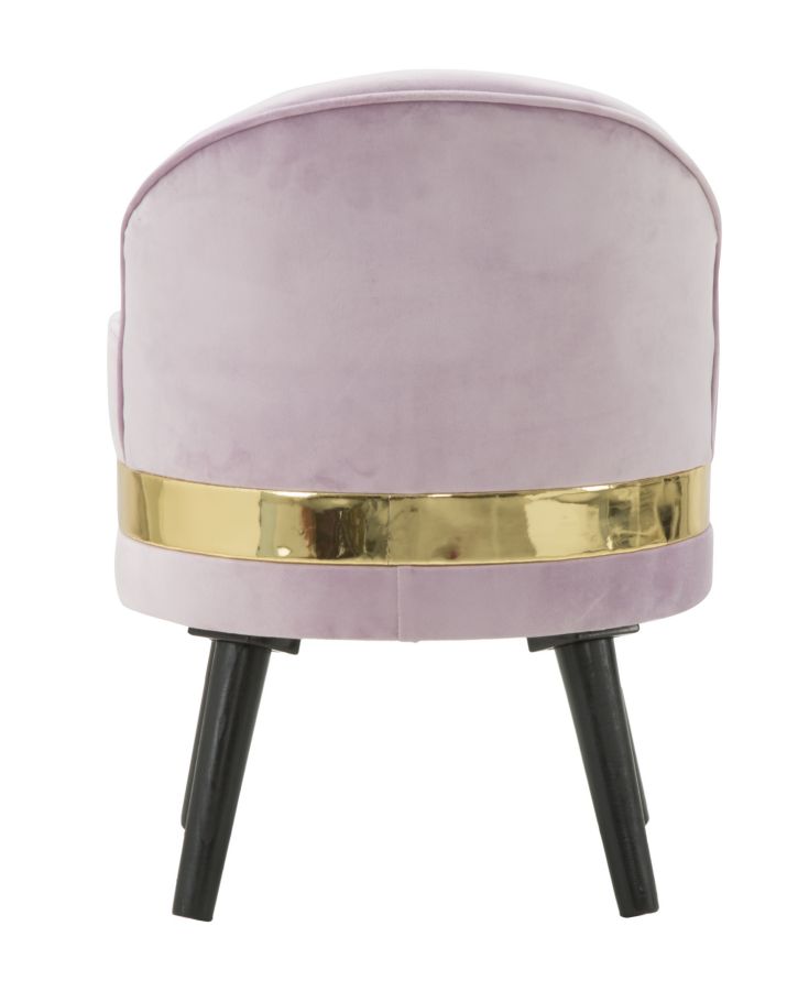 Sedia Mini Paris Rosa Ø45x62 cm Legno Spugna e Velluto Sintetico Rosa e Oro e Nero