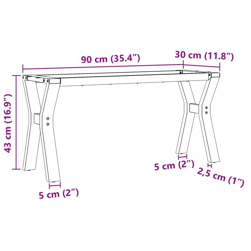 Telaio Gambe a Y per Tavolino da Salotto 90x30x43 cm in Acciaio 357925