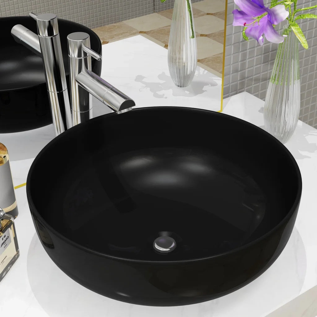 Lavandino Tondo in Ceramica Nero 41,5x13,5 cm cod mxl 41331
