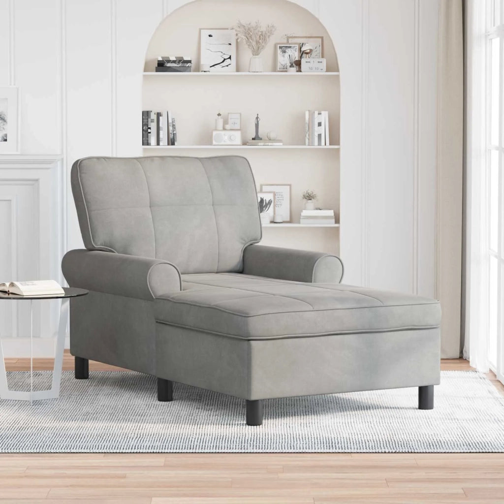 Chaise Lounge Grigio chiaro 91 x 157 x 91 cm Velluto 42022922