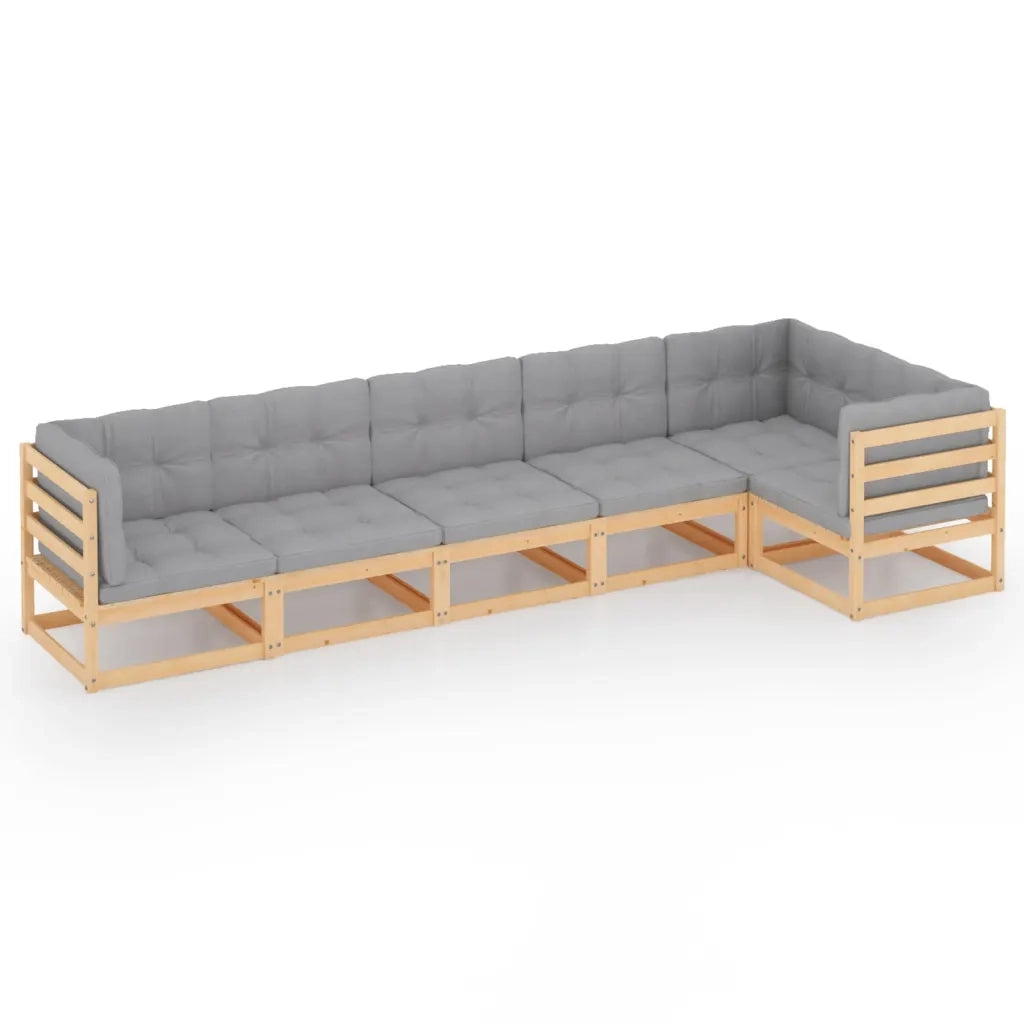 Set Divani da Giardino 6 pz con Cuscini Legno Massello di Pino 3076614