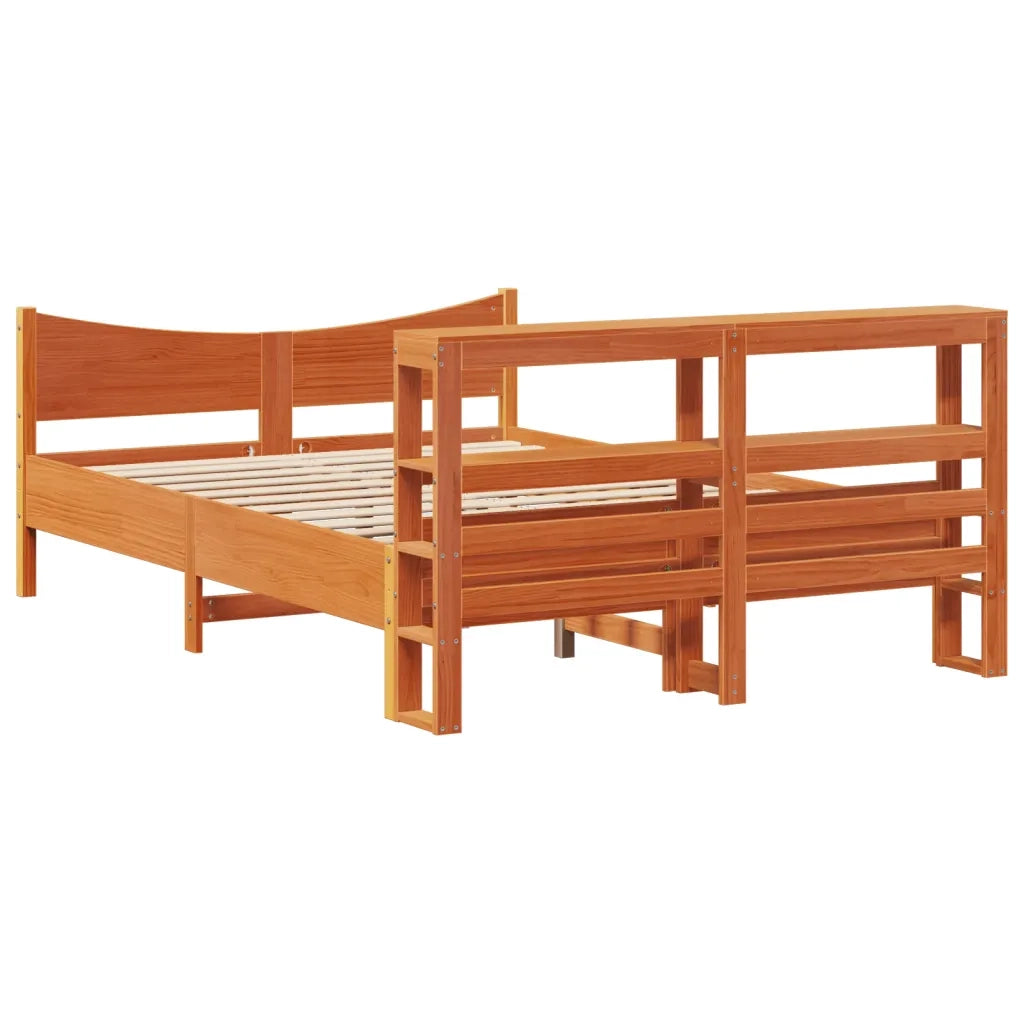 vidaXL Giroletto con Testiera Marrone Cera 120x200 cm Massello Pino