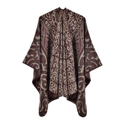 Nuovo scialle/mantella da donna, jacquard vintage, caldo, con apertura a met¨¤.
