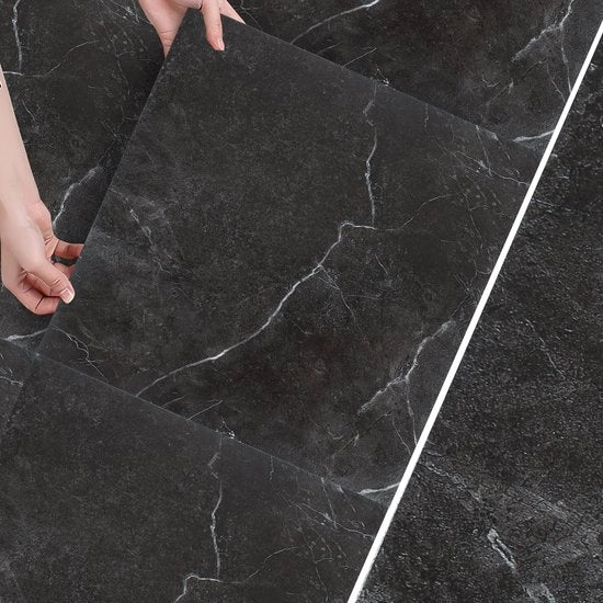 Pavimento in PVC - Pavimenti in PVC - Pavimento in vinile - Pavimenti in vinile - Naturale - 30 cm x 30 cm x 1,5 mm - Spessore 1,5 mm - 11 piastrelle - Nero marmo