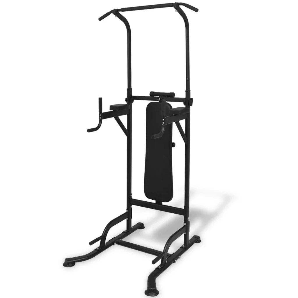Torre per allenamento pesi con panca nera per sport e fitness (02_0000040)
