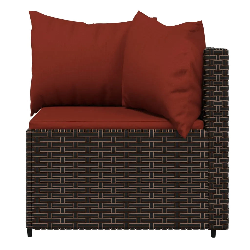 Set Mobili da Giardino 4 pz | Set Salotto da Giardino con Cuscini in Polyrattan Marrone