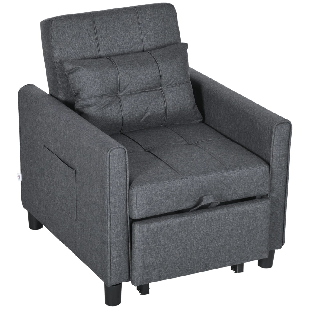 Poltrona Reclinabile Convertibile 3 in 1 ¨C Zephmum ¨C Grigio 69x82x85cm