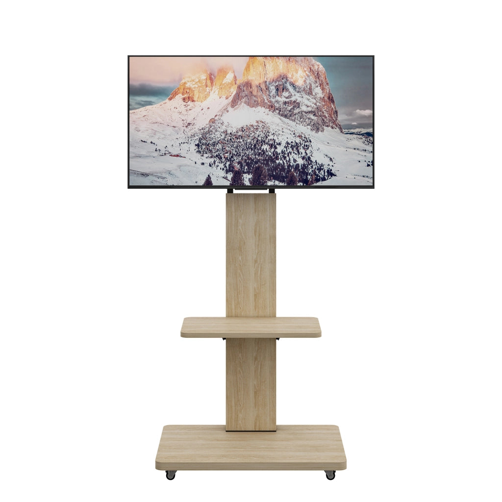 Supporto TV Mobile con Ripiano 32-75 Pollici Altezza Regolabile ¨C Xylo ¨C Rovere 60x40 cm