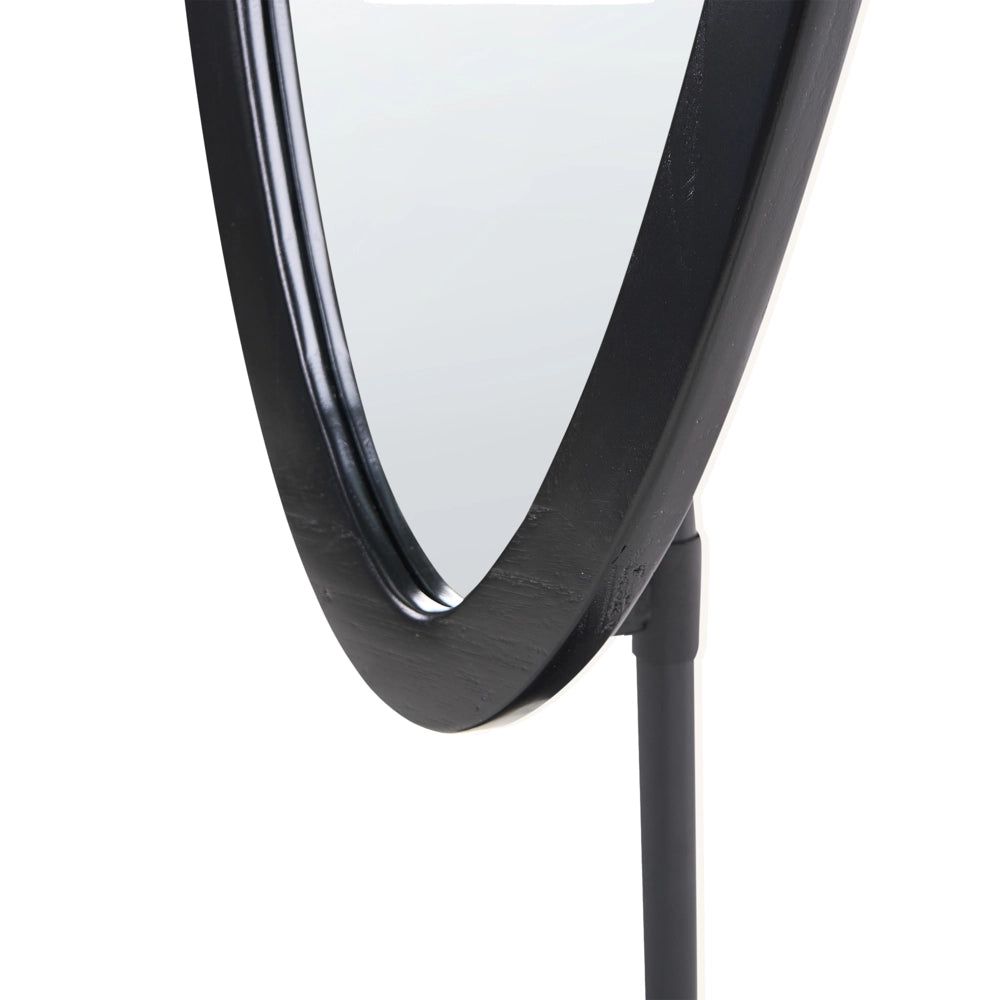 Specchio da Terra Nero con Cornice in MDF Forma Irregolare Stile Scandinavo Decorativo Louvigny