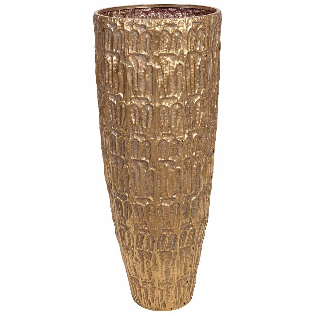 Vaso da fiori in metallo dorato 36x36x90h cm