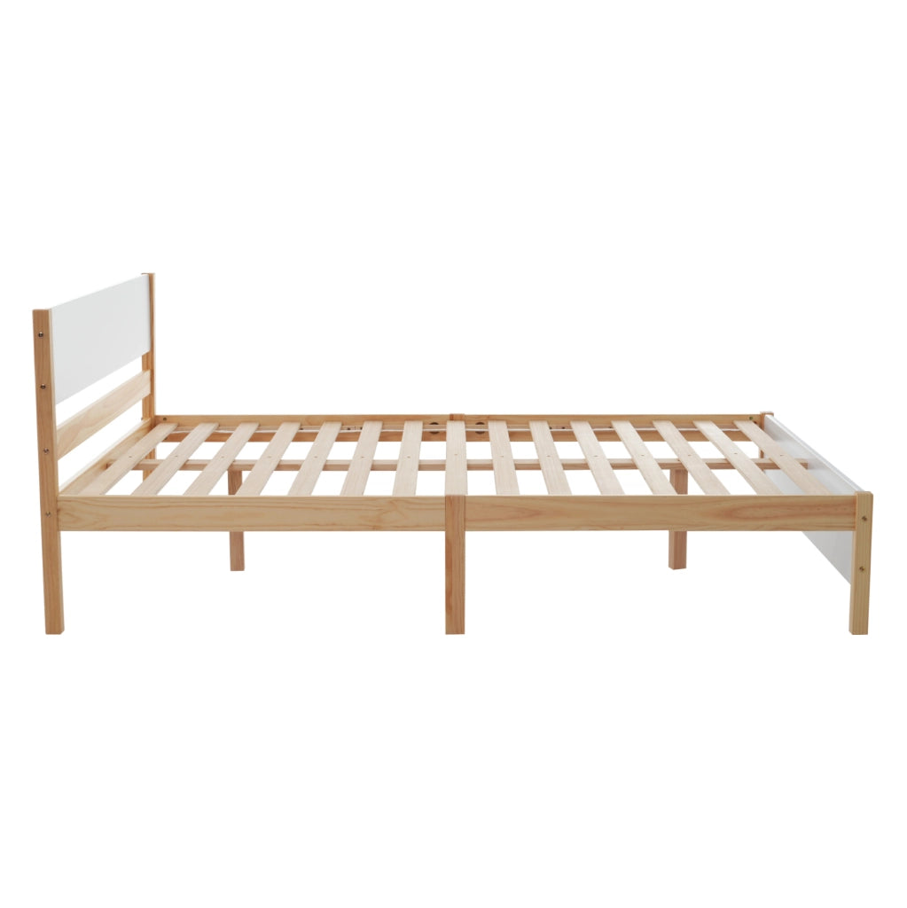Letto matrimoniale in legno con testiera e pediera bianca