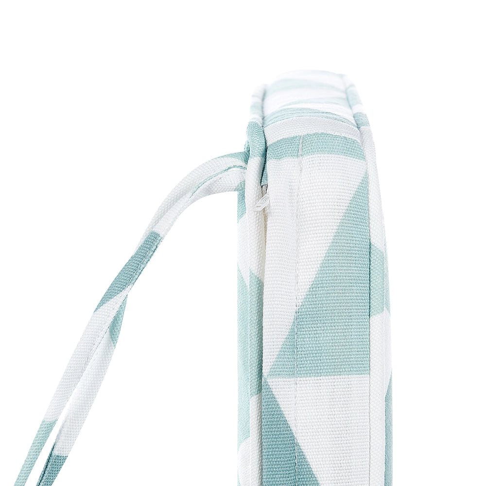 Set di 2 cuscini per sedia da giardino azzurro e bianco 37 x 34 cm motivo a strisce per esterno legami resistenti ai raggi UV