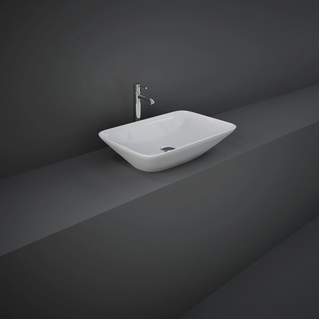 Lavabo rettangolare da appoggio senza foro - 55x36 cm, bianco