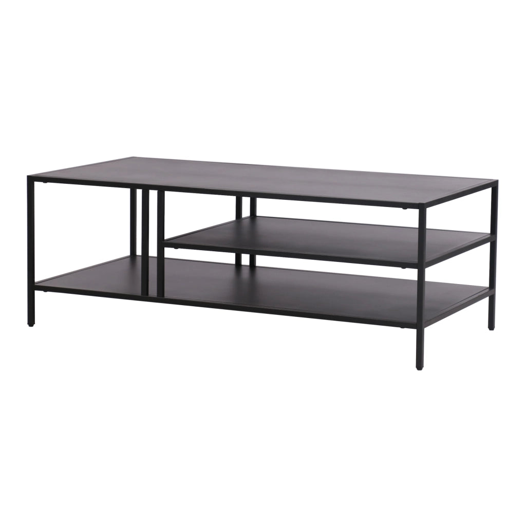 Tavolino Basso Kumlinge in Metallo con Ripiani 40 x 110 x 55 cm Nero [en.casa]