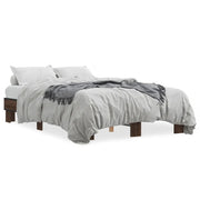 Letto matrimoniale | Letto per adulti | Giroletto Rovere Marrone 140x190cm in Legno Multistrato Metallo