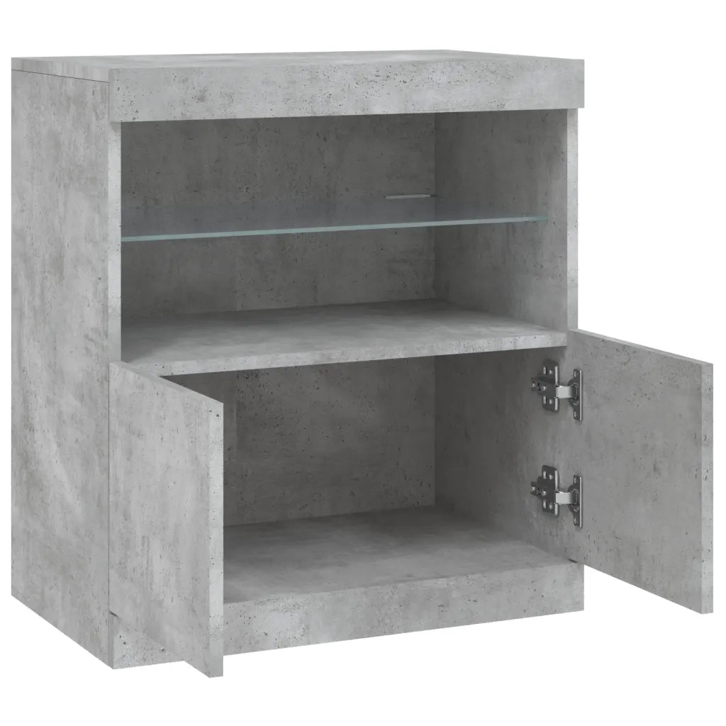 Credenza | Madia | Buffet da pranzo | Armadio da pranzo con Luci LED Grigio Cemento 60,5x37x67 cm