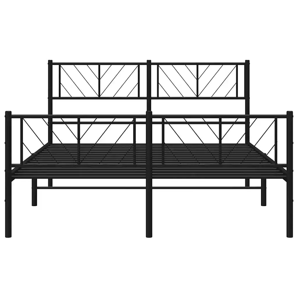 Giroletto con Testiera e Pediera Metallo Nero 135x190 cm 372196