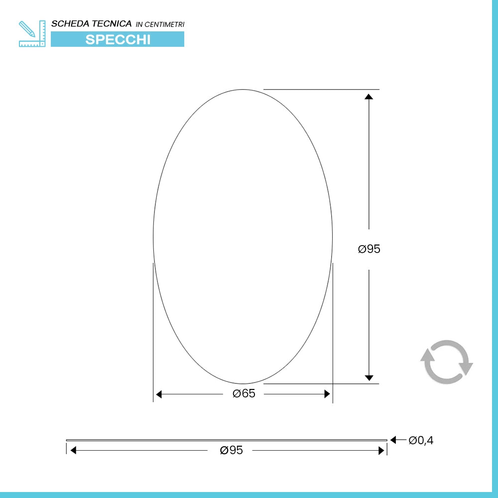 Specchio bagno ovale 65x95 cm a filo lucido reversibile