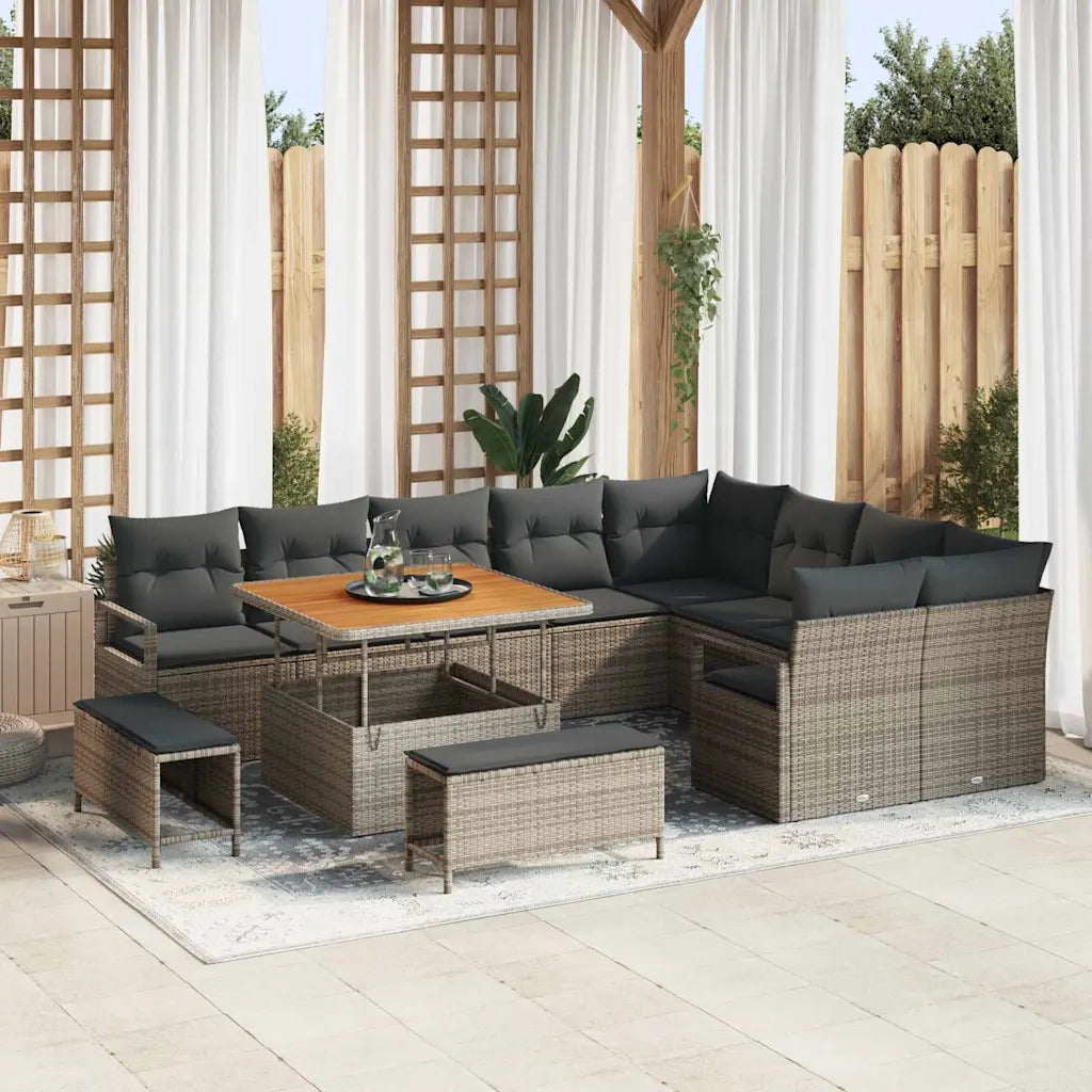 Set Divano da Giardino con cuscino 12 pcs Grigio 3364508