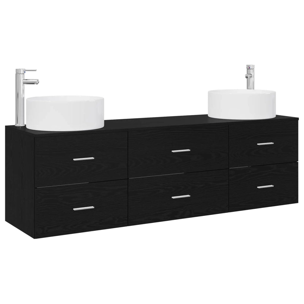 Set di mobili per il bagno 3 pz Nero 161,5 x 44,5 x 80 cm 3405940