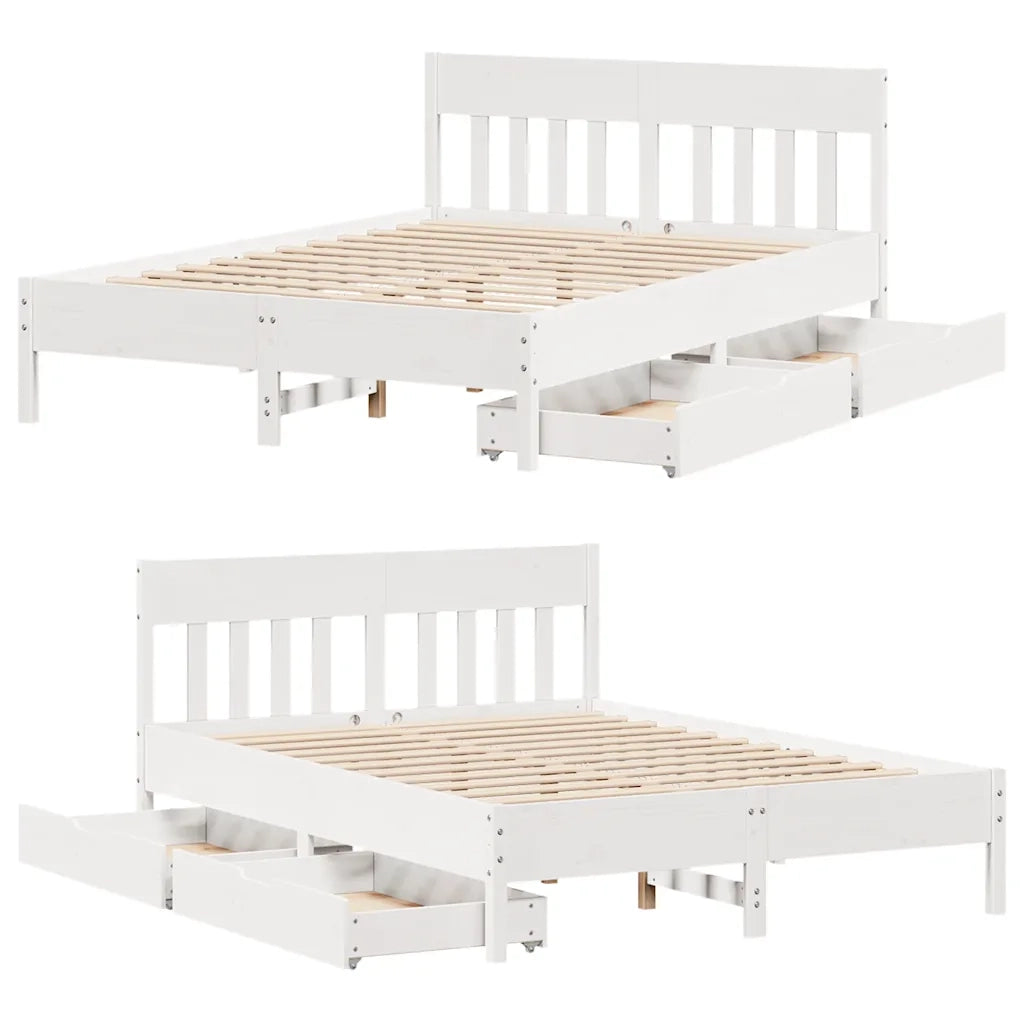 vidaXL Letto senza Materasso Bianco 135x190 cm Legno Massello di Pino