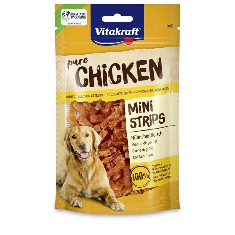 VITAKRAFT PURE CHICKEN MINI STRIPS STRISCIOLINE DI POLLO CHICKEN MINI STRIPS 80 G