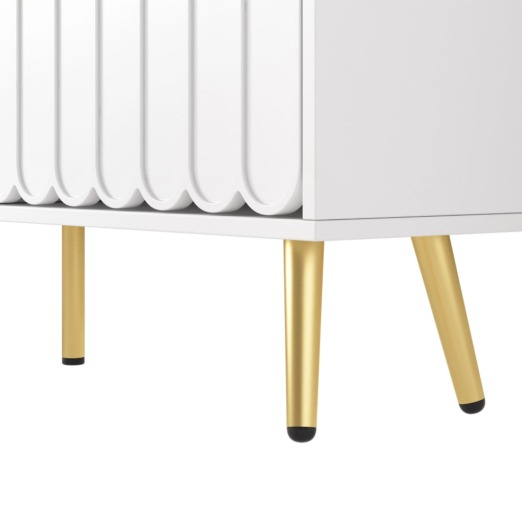 Scarpiera con 4 ante e vani regolabili, design moderno con frontali ondulati, per ingresso, bianco, 100 × 24 × 91.5 cm