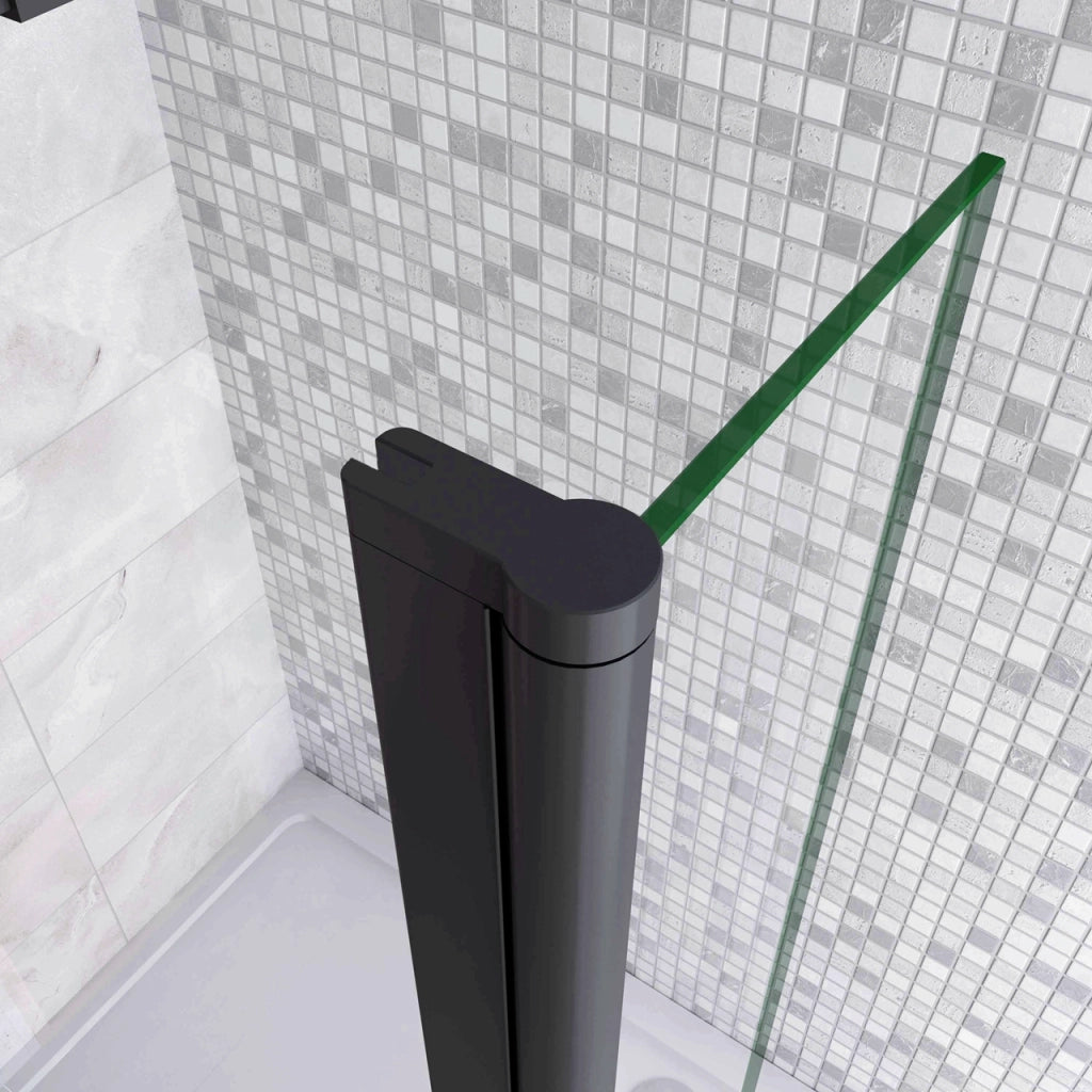Paretina mobile per Walk In da 40cm Altezza 200 cm Vetro Temperato Trasparente da 8 mm Anticalcare Telaio Nero Opacoo