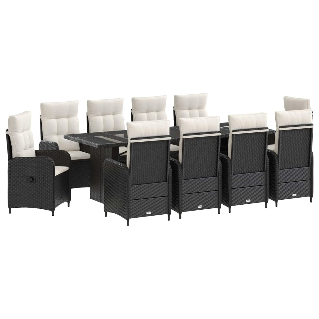 Set da pranzo per esterni 11 pz Nero e Bianco Crema polyrattan 3422384