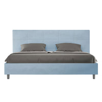 Letto Matrimoniale King Size 200x210 cm Senza Rete Imbottito in Microfibra Mika Azzurro