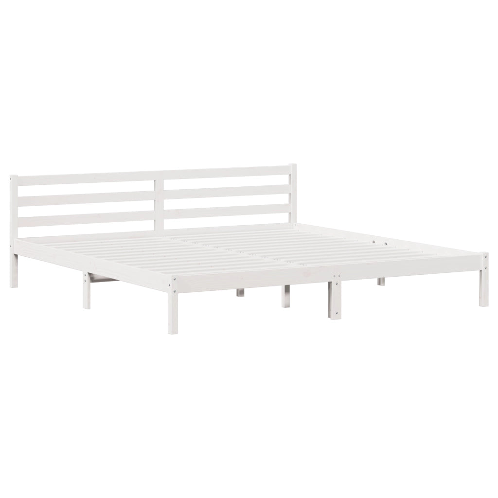 Struttura Letto  con Testiera Bianco 180x210 cm Legno Massello Pino