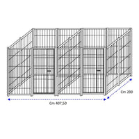 2 box per cani da esterno con zincatura a caldo ciascuno da 200x200x altezza 180 cm