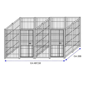 2 box per cani da esterno con zincatura a caldo ciascuno da 200x200x altezza 180 cm