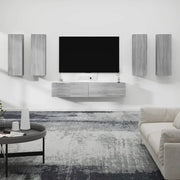 Set di Mobili Porta TV 6 pz Grigio Sonoma in Legno Multistrato 3114348