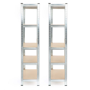Set 2x scaffali a incastro per carichi pesanti 180x90x40cm Max 875kg l’uno Acciaio 5 ripiani