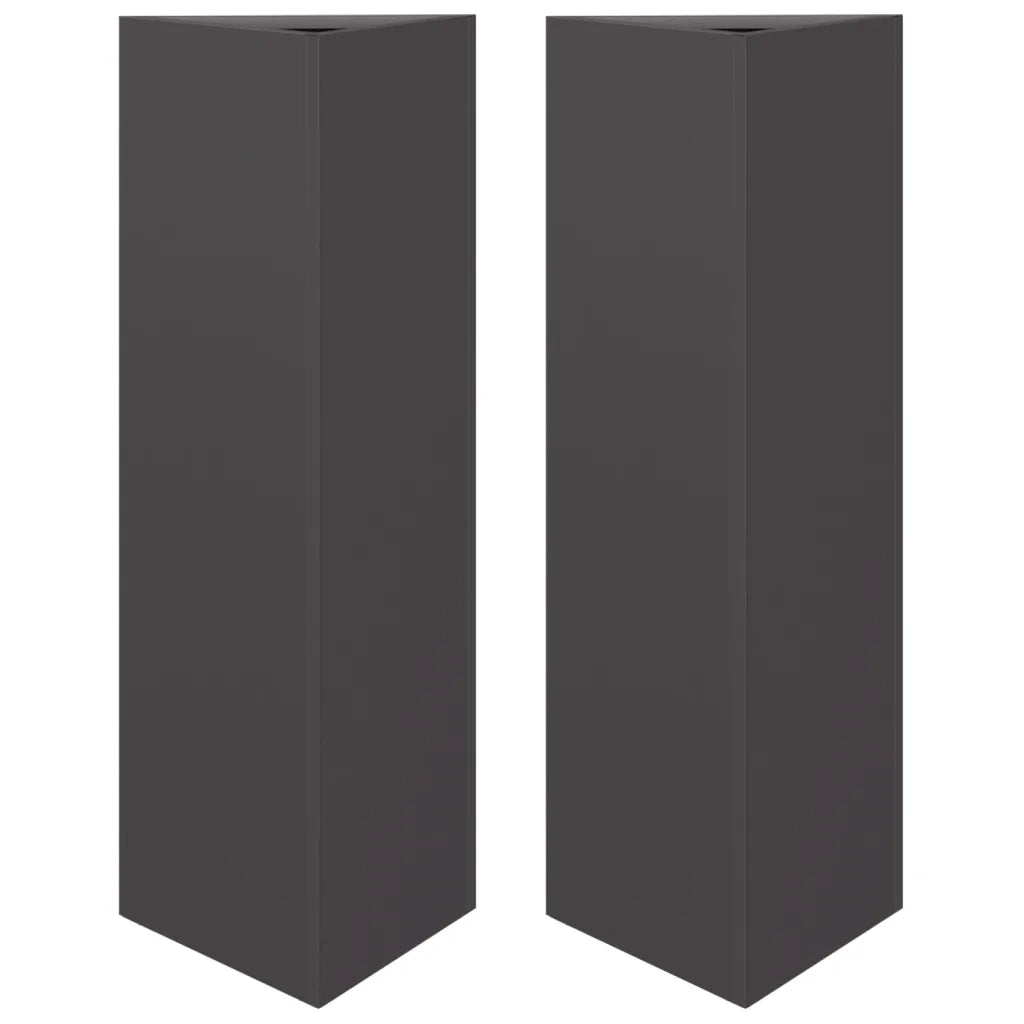 Fioriere da Giardino 2 pz Nere Triangolari 30x26x75 cm Acciaio 851144