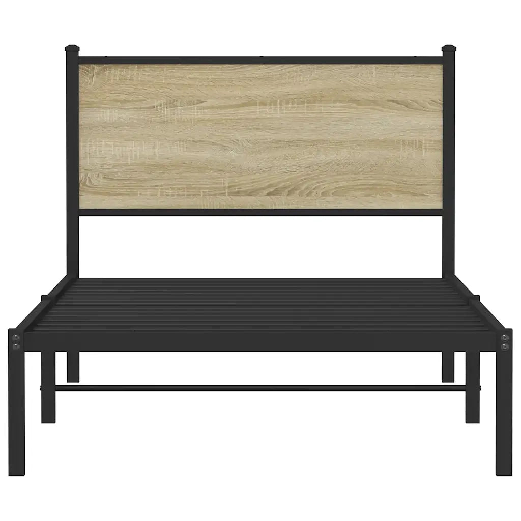 vidaXL Giroletto senza Materaso in Metallo Rovere Sonoma 100x190 cm