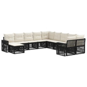 Set Divano da Giardino 11 pcs Nero e Bianco Crema polyrattan 3435322