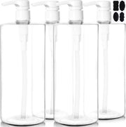 Set di 4 bottiglie da 1L per shampoo, dispenser di plastica riutilizzabile, dispenser di sapone, dispenser di lotion, bottiglia vuota per liquidi shampooinlotio, cucina, bagno (dispenser bianca)