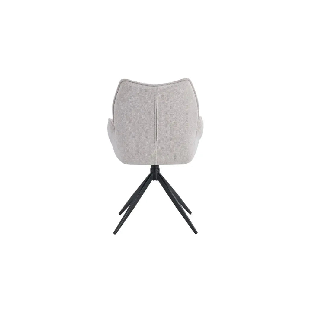 Sedia da pranzo girevole MOOREA - Tessuto beige - Piedi in metallo nero - Altezza 90 cm - Stile design/industriale