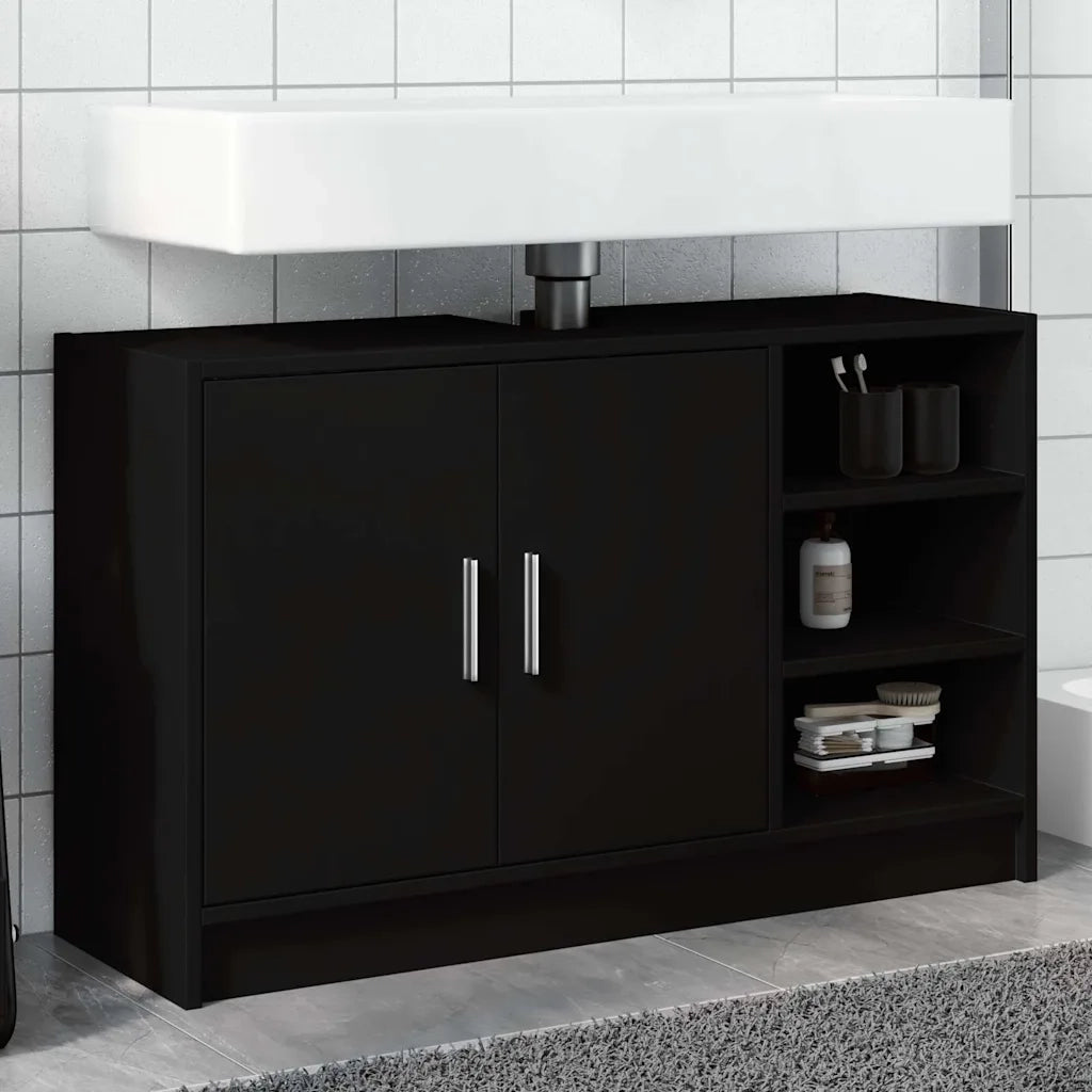 vidaXL Mobile Lavabo Nero 90x29x55 cm in Truciolato