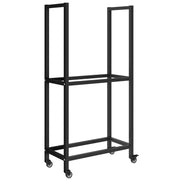 PORTALEGNA DA ESTERNO E INTERNO A DUE LIVELLI CON RUOTE IN ACCIAIO RINFORZATO, 60X30X119 CM, NERO