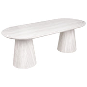 Tavolo da pranzo in MDF in stile scandinavo forma ovale gambe larghe a colonna 220x95 cm per sala da pranzo effetto travertino