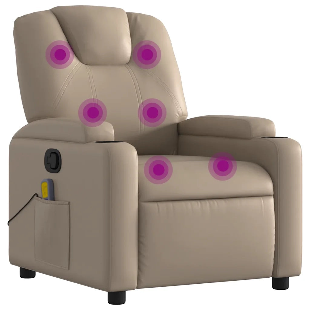 Poltrona Massaggiante | Sedia Relax Reclinabile cappuccino in Similpelle