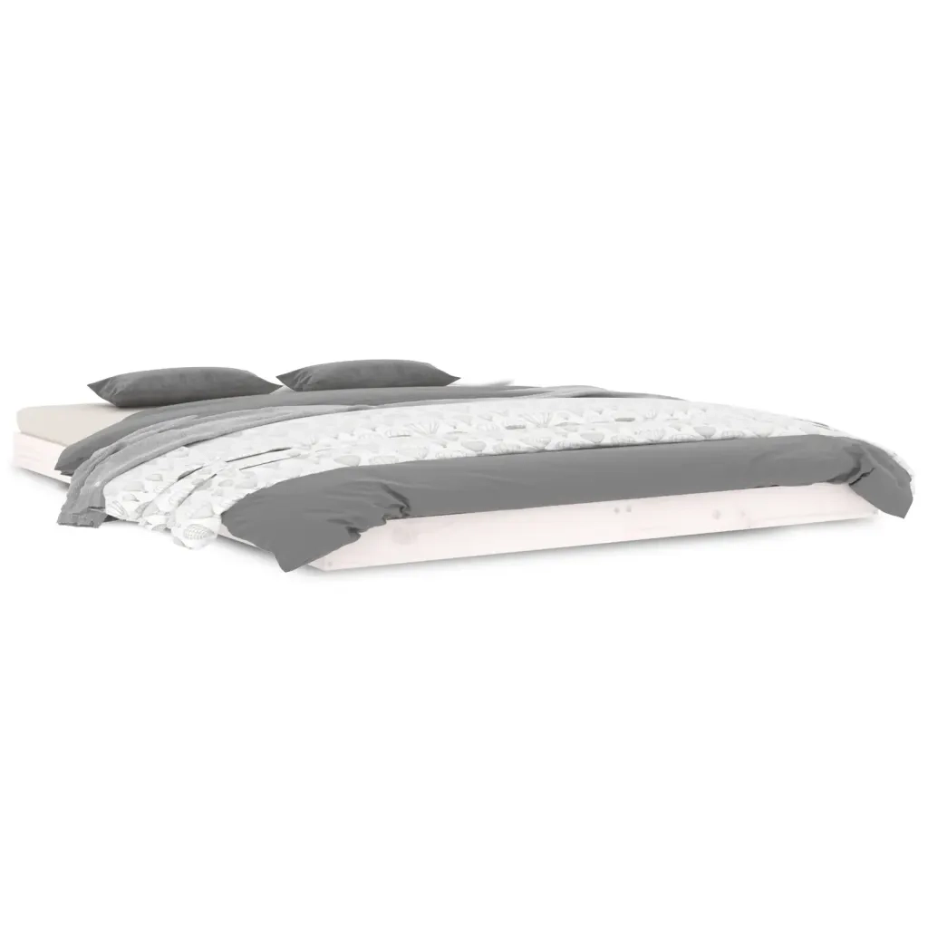 Letto senza Materasso Bianco 140x190 cm Legno Massello di Pino 823465
