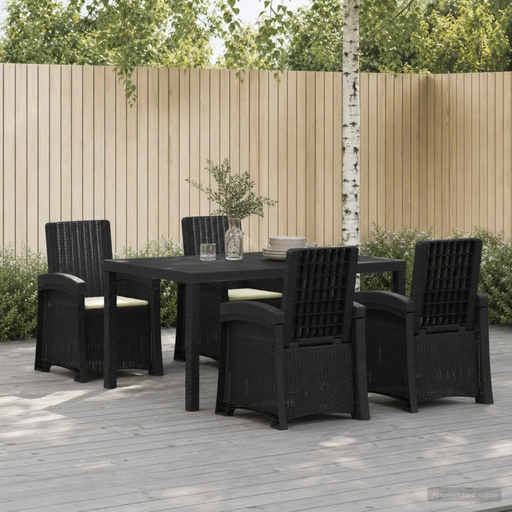 Set da Pranzo per Giardino 5 pz Antracite e Crema PP 3430119